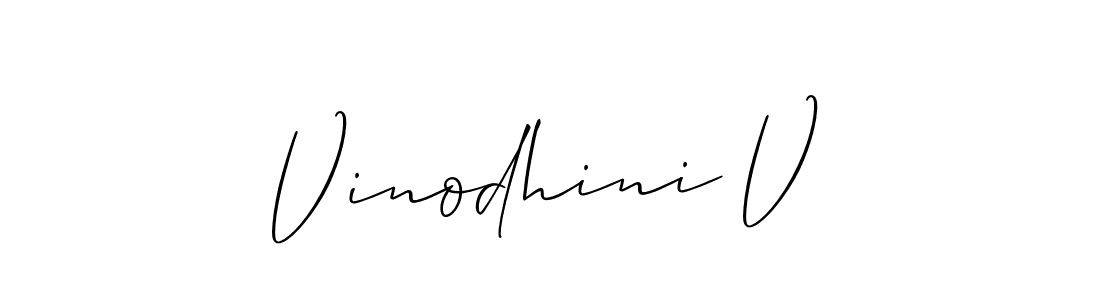 Create a beautiful signature design for name Vinodhini V. With this signature (Allison_Script) fonts, you can make a handwritten signature for free. Vinodhini V signature style 2 images and pictures png