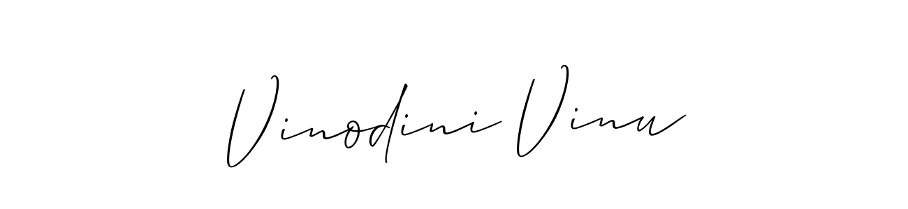 How to make Vinodini Vinu name signature. Use Allison_Script style for creating short signs online. This is the latest handwritten sign. Vinodini Vinu signature style 2 images and pictures png