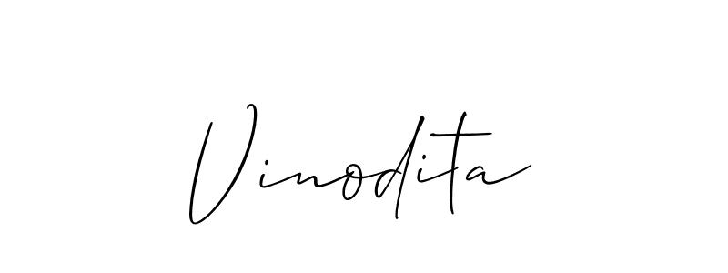 Use a signature maker to create a handwritten signature online. With this signature software, you can design (Allison_Script) your own signature for name Vinodita. Vinodita signature style 2 images and pictures png