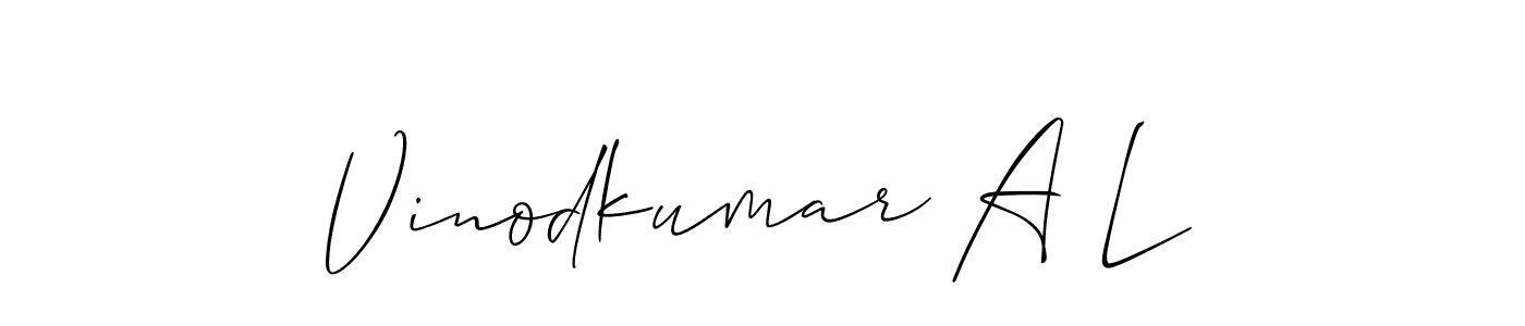 Create a beautiful signature design for name Vinodkumar A L. With this signature (Allison_Script) fonts, you can make a handwritten signature for free. Vinodkumar A L signature style 2 images and pictures png