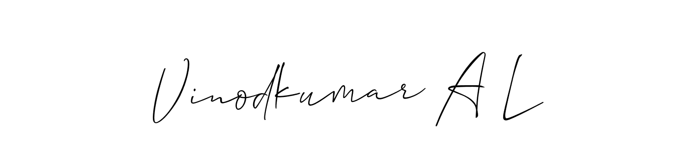 Create a beautiful signature design for name Vinodkumar A L. With this signature (Allison_Script) fonts, you can make a handwritten signature for free. Vinodkumar A L signature style 2 images and pictures png