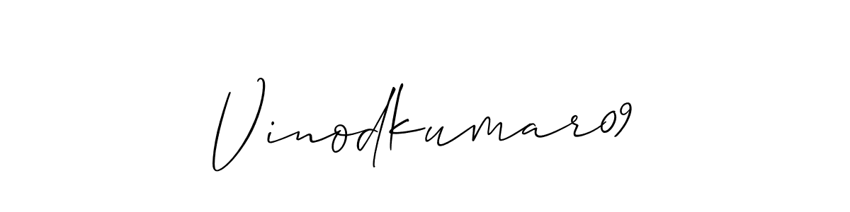 Make a short Vinodkumar09 signature style. Manage your documents anywhere anytime using Allison_Script. Create and add eSignatures, submit forms, share and send files easily. Vinodkumar09 signature style 2 images and pictures png