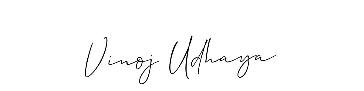 Allison_Script is a professional signature style that is perfect for those who want to add a touch of class to their signature. It is also a great choice for those who want to make their signature more unique. Get Vinoj Udhaya name to fancy signature for free. Vinoj Udhaya signature style 2 images and pictures png