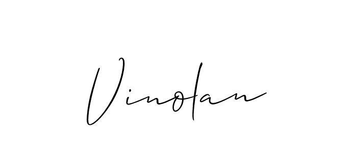 Design your own signature with our free online signature maker. With this signature software, you can create a handwritten (Allison_Script) signature for name Vinolan. Vinolan signature style 2 images and pictures png