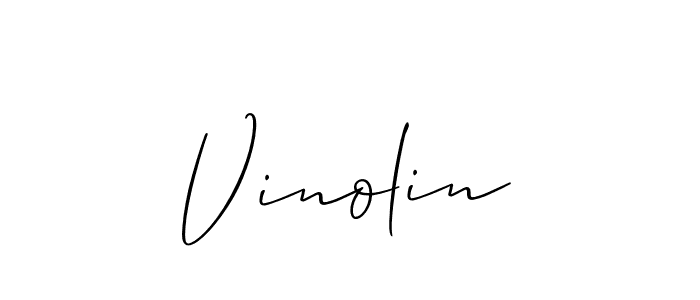 Create a beautiful signature design for name Vinolin. With this signature (Allison_Script) fonts, you can make a handwritten signature for free. Vinolin signature style 2 images and pictures png