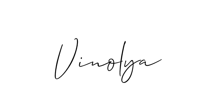Also You can easily find your signature by using the search form. We will create Vinolya name handwritten signature images for you free of cost using Allison_Script sign style. Vinolya signature style 2 images and pictures png