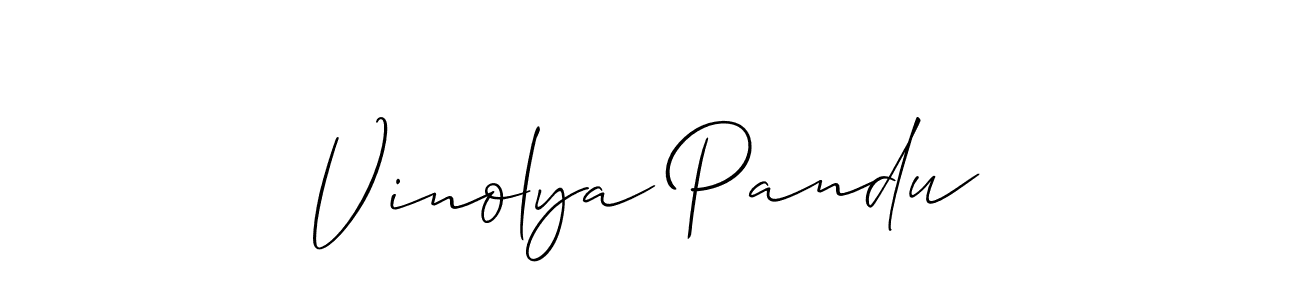 Make a short Vinolya Pandu signature style. Manage your documents anywhere anytime using Allison_Script. Create and add eSignatures, submit forms, share and send files easily. Vinolya Pandu signature style 2 images and pictures png