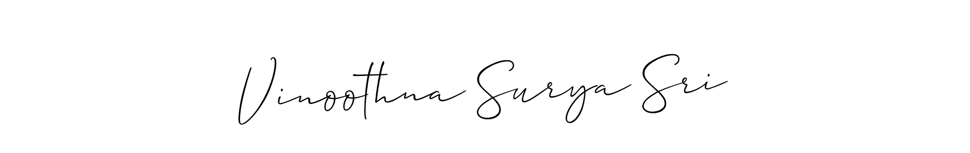 It looks lik you need a new signature style for name Vinoothna Surya Sri. Design unique handwritten (Allison_Script) signature with our free signature maker in just a few clicks. Vinoothna Surya Sri signature style 2 images and pictures png