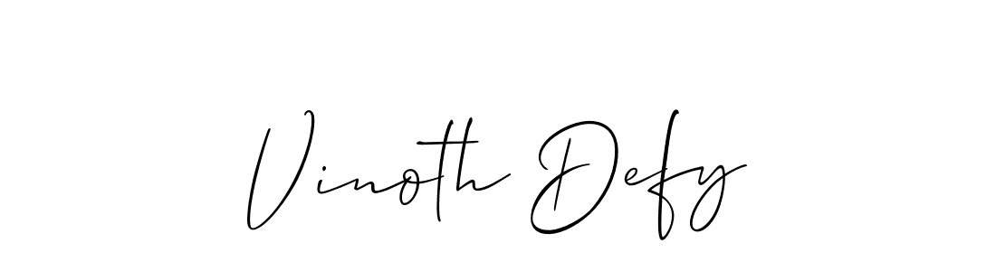 Use a signature maker to create a handwritten signature online. With this signature software, you can design (Allison_Script) your own signature for name Vinoth Defy. Vinoth Defy signature style 2 images and pictures png