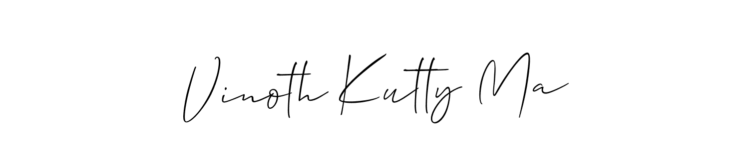 if you are searching for the best signature style for your name Vinoth Kutty Ma. so please give up your signature search. here we have designed multiple signature styles  using Allison_Script. Vinoth Kutty Ma signature style 2 images and pictures png