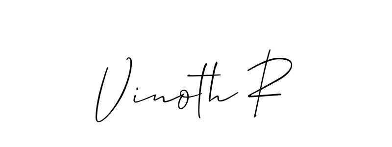 Allison_Script is a professional signature style that is perfect for those who want to add a touch of class to their signature. It is also a great choice for those who want to make their signature more unique. Get Vinoth R name to fancy signature for free. Vinoth R signature style 2 images and pictures png