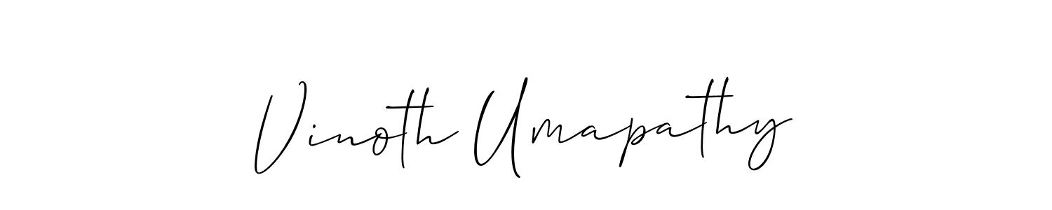 How to make Vinoth Umapathy name signature. Use Allison_Script style for creating short signs online. This is the latest handwritten sign. Vinoth Umapathy signature style 2 images and pictures png