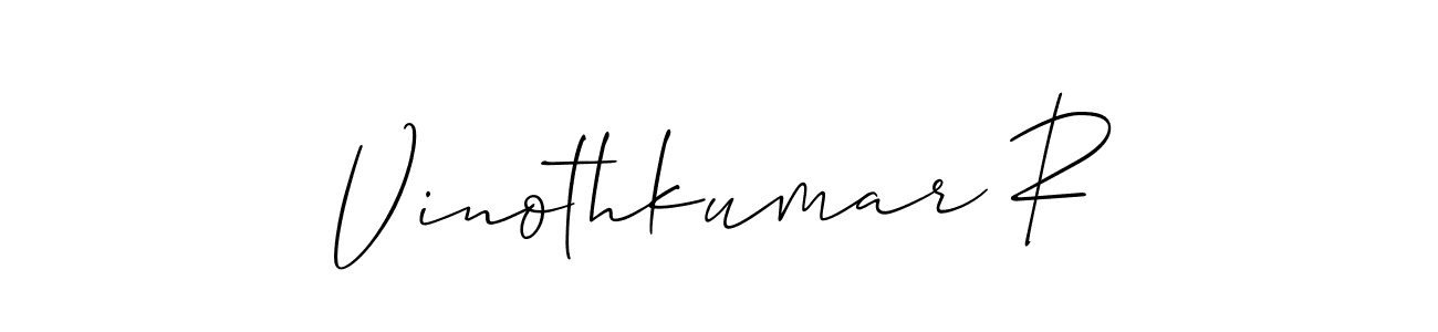 How to make Vinothkumar R name signature. Use Allison_Script style for creating short signs online. This is the latest handwritten sign. Vinothkumar R signature style 2 images and pictures png