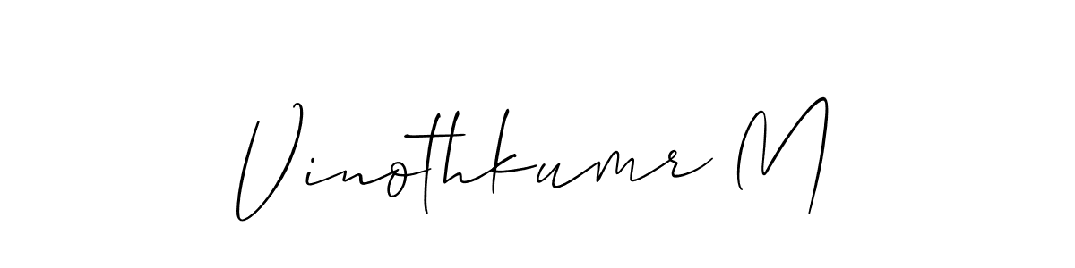 It looks lik you need a new signature style for name Vinothkumr M. Design unique handwritten (Allison_Script) signature with our free signature maker in just a few clicks. Vinothkumr M signature style 2 images and pictures png