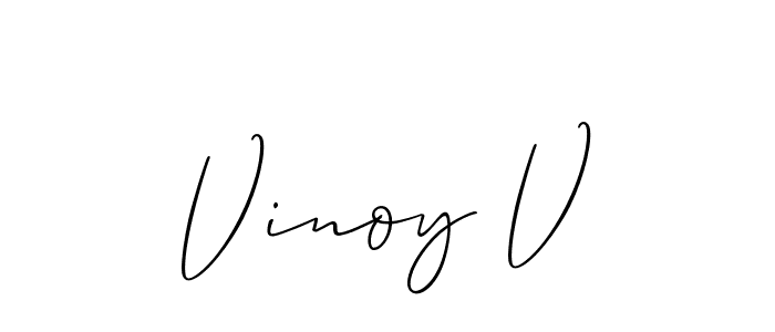 How to make Vinoy V name signature. Use Allison_Script style for creating short signs online. This is the latest handwritten sign. Vinoy V signature style 2 images and pictures png