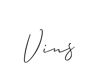 Create a beautiful signature design for name Vins. With this signature (Allison_Script) fonts, you can make a handwritten signature for free. Vins signature style 2 images and pictures png