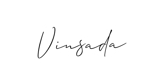 How to make Vinsada name signature. Use Allison_Script style for creating short signs online. This is the latest handwritten sign. Vinsada signature style 2 images and pictures png