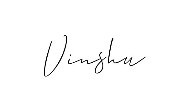 Design your own signature with our free online signature maker. With this signature software, you can create a handwritten (Allison_Script) signature for name Vinshu. Vinshu signature style 2 images and pictures png