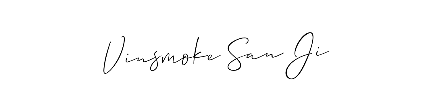 if you are searching for the best signature style for your name Vinsmoke San Ji. so please give up your signature search. here we have designed multiple signature styles  using Allison_Script. Vinsmoke San Ji signature style 2 images and pictures png