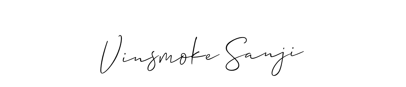 Allison_Script is a professional signature style that is perfect for those who want to add a touch of class to their signature. It is also a great choice for those who want to make their signature more unique. Get Vinsmoke Sanji name to fancy signature for free. Vinsmoke Sanji signature style 2 images and pictures png