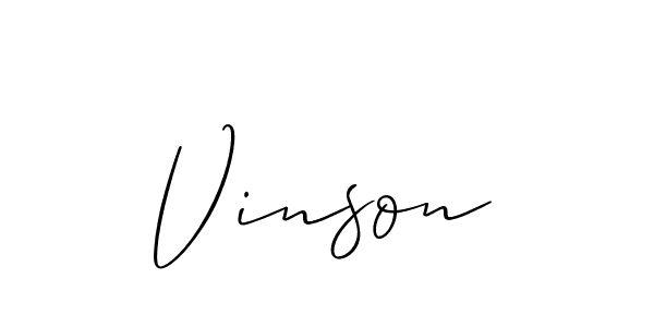 Allison_Script is a professional signature style that is perfect for those who want to add a touch of class to their signature. It is also a great choice for those who want to make their signature more unique. Get Vinson name to fancy signature for free. Vinson signature style 2 images and pictures png