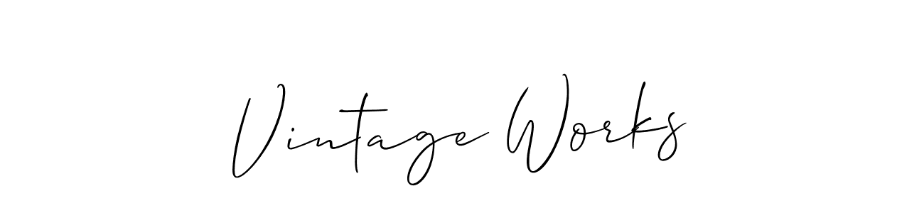 Use a signature maker to create a handwritten signature online. With this signature software, you can design (Allison_Script) your own signature for name Vintage Works. Vintage Works signature style 2 images and pictures png