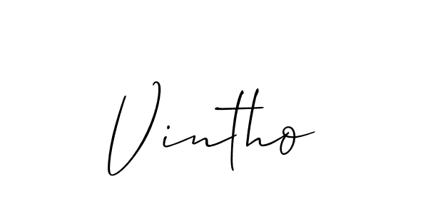 How to make Vintho name signature. Use Allison_Script style for creating short signs online. This is the latest handwritten sign. Vintho signature style 2 images and pictures png