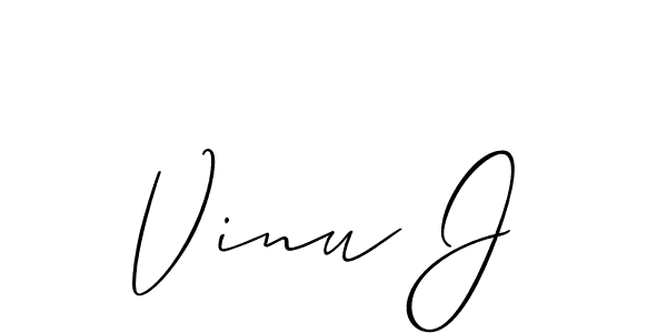 How to make Vinu J signature? Allison_Script is a professional autograph style. Create handwritten signature for Vinu J name. Vinu J signature style 2 images and pictures png