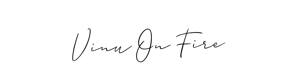 Make a beautiful signature design for name Vinu On Fire. With this signature (Allison_Script) style, you can create a handwritten signature for free. Vinu On Fire signature style 2 images and pictures png