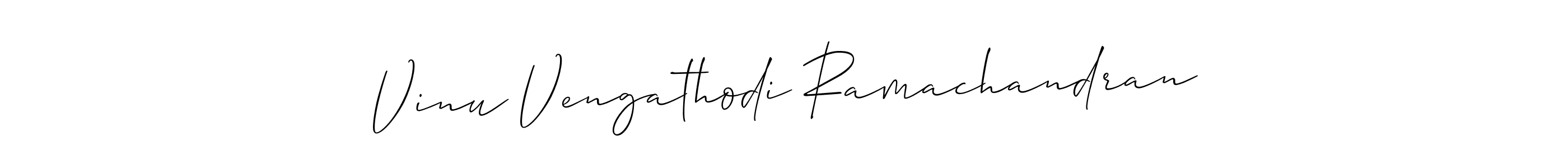 Design your own signature with our free online signature maker. With this signature software, you can create a handwritten (Allison_Script) signature for name Vinu Vengathodi Ramachandran. Vinu Vengathodi Ramachandran signature style 2 images and pictures png
