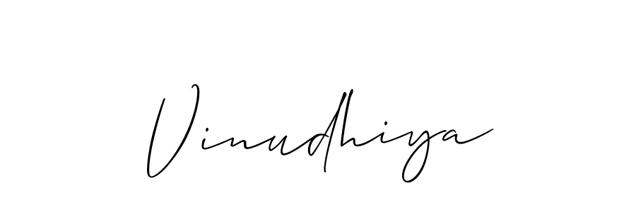 Make a beautiful signature design for name Vinudhiya. With this signature (Allison_Script) style, you can create a handwritten signature for free. Vinudhiya signature style 2 images and pictures png