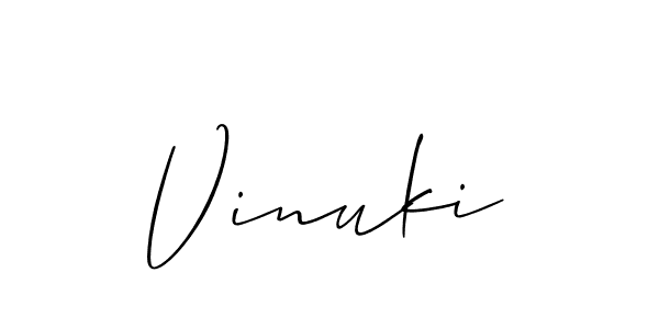 Vinuki stylish signature style. Best Handwritten Sign (Allison_Script) for my name. Handwritten Signature Collection Ideas for my name Vinuki. Vinuki signature style 2 images and pictures png