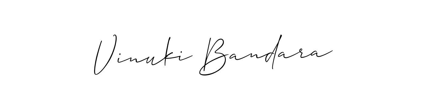 How to make Vinuki Bandara signature? Allison_Script is a professional autograph style. Create handwritten signature for Vinuki Bandara name. Vinuki Bandara signature style 2 images and pictures png