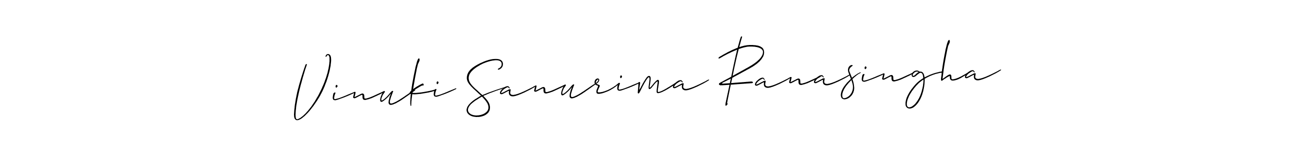 if you are searching for the best signature style for your name Vinuki Sanurima Ranasingha. so please give up your signature search. here we have designed multiple signature styles  using Allison_Script. Vinuki Sanurima Ranasingha signature style 2 images and pictures png