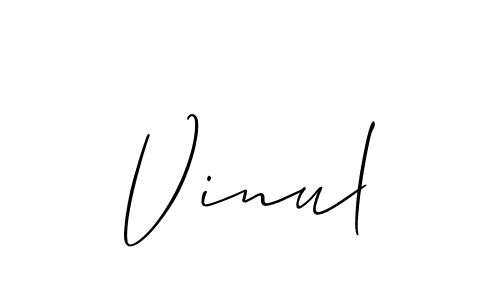 It looks lik you need a new signature style for name Vinul. Design unique handwritten (Allison_Script) signature with our free signature maker in just a few clicks. Vinul signature style 2 images and pictures png