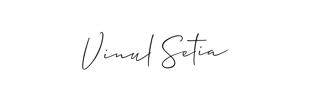 You should practise on your own different ways (Allison_Script) to write your name (Vinul Setia) in signature. don't let someone else do it for you. Vinul Setia signature style 2 images and pictures png