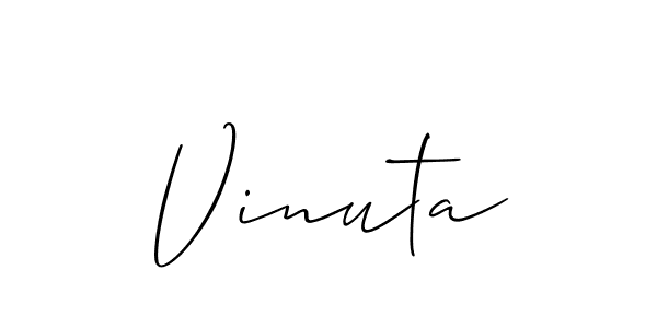 Create a beautiful signature design for name Vinuta. With this signature (Allison_Script) fonts, you can make a handwritten signature for free. Vinuta signature style 2 images and pictures png