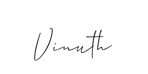 if you are searching for the best signature style for your name Vinuth. so please give up your signature search. here we have designed multiple signature styles  using Allison_Script. Vinuth signature style 2 images and pictures png