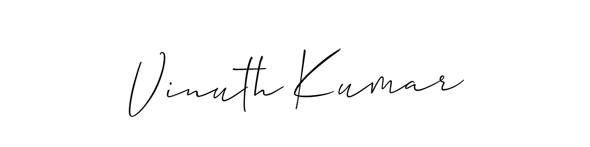 Vinuth Kumar stylish signature style. Best Handwritten Sign (Allison_Script) for my name. Handwritten Signature Collection Ideas for my name Vinuth Kumar. Vinuth Kumar signature style 2 images and pictures png
