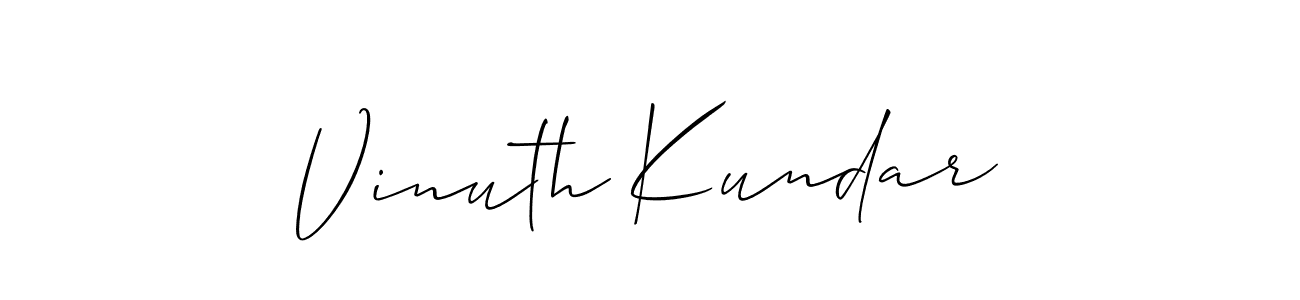 You should practise on your own different ways (Allison_Script) to write your name (Vinuth Kundar) in signature. don't let someone else do it for you. Vinuth Kundar signature style 2 images and pictures png