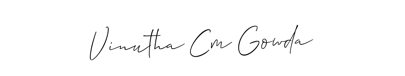 This is the best signature style for the Vinutha Cm Gowda name. Also you like these signature font (Allison_Script). Mix name signature. Vinutha Cm Gowda signature style 2 images and pictures png