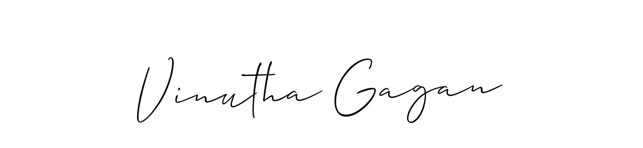 Make a beautiful signature design for name Vinutha Gagan. With this signature (Allison_Script) style, you can create a handwritten signature for free. Vinutha Gagan signature style 2 images and pictures png