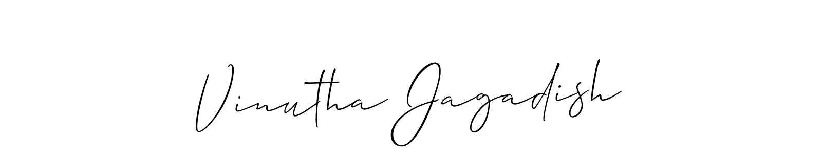 Allison_Script is a professional signature style that is perfect for those who want to add a touch of class to their signature. It is also a great choice for those who want to make their signature more unique. Get Vinutha Jagadish name to fancy signature for free. Vinutha Jagadish signature style 2 images and pictures png