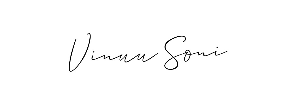 Allison_Script is a professional signature style that is perfect for those who want to add a touch of class to their signature. It is also a great choice for those who want to make their signature more unique. Get Vinuu Soni name to fancy signature for free. Vinuu Soni signature style 2 images and pictures png