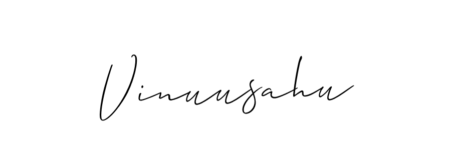 Allison_Script is a professional signature style that is perfect for those who want to add a touch of class to their signature. It is also a great choice for those who want to make their signature more unique. Get Vinuusahu name to fancy signature for free. Vinuusahu signature style 2 images and pictures png