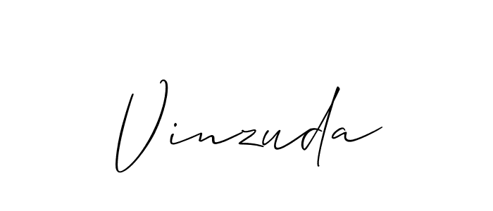 Make a beautiful signature design for name Vinzuda. With this signature (Allison_Script) style, you can create a handwritten signature for free. Vinzuda signature style 2 images and pictures png