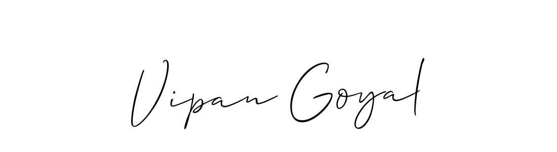 How to make Vipan Goyal name signature. Use Allison_Script style for creating short signs online. This is the latest handwritten sign. Vipan Goyal signature style 2 images and pictures png