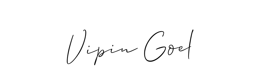 Allison_Script is a professional signature style that is perfect for those who want to add a touch of class to their signature. It is also a great choice for those who want to make their signature more unique. Get Vipin Goel name to fancy signature for free. Vipin Goel signature style 2 images and pictures png