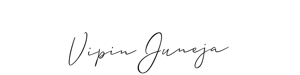 Allison_Script is a professional signature style that is perfect for those who want to add a touch of class to their signature. It is also a great choice for those who want to make their signature more unique. Get Vipin Juneja name to fancy signature for free. Vipin Juneja signature style 2 images and pictures png