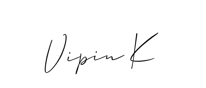 Allison_Script is a professional signature style that is perfect for those who want to add a touch of class to their signature. It is also a great choice for those who want to make their signature more unique. Get Vipin K name to fancy signature for free. Vipin K signature style 2 images and pictures png